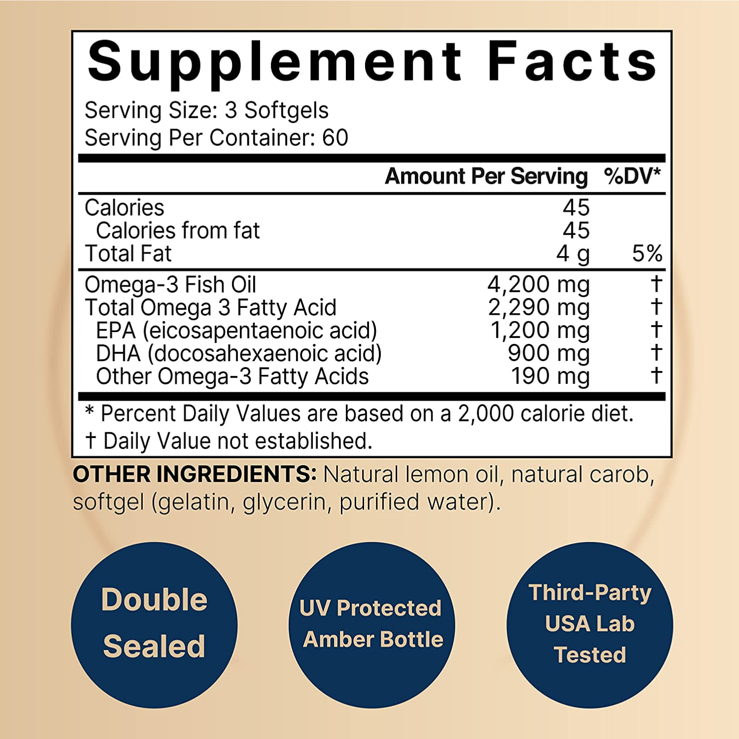 FISH OIL OMEGA 3 4,200 MG CON EPA 1200 MG Y DHA 900 MG 180 CAPSULAS BLANDAS NATUREBELL
