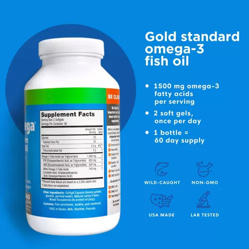 FISH OIL OMEGA 3 2,500 MG CON EPA 820 MG Y DHA 540 MG 180 CAPSULAS BLANDAS SIN GMO NATURENETICS