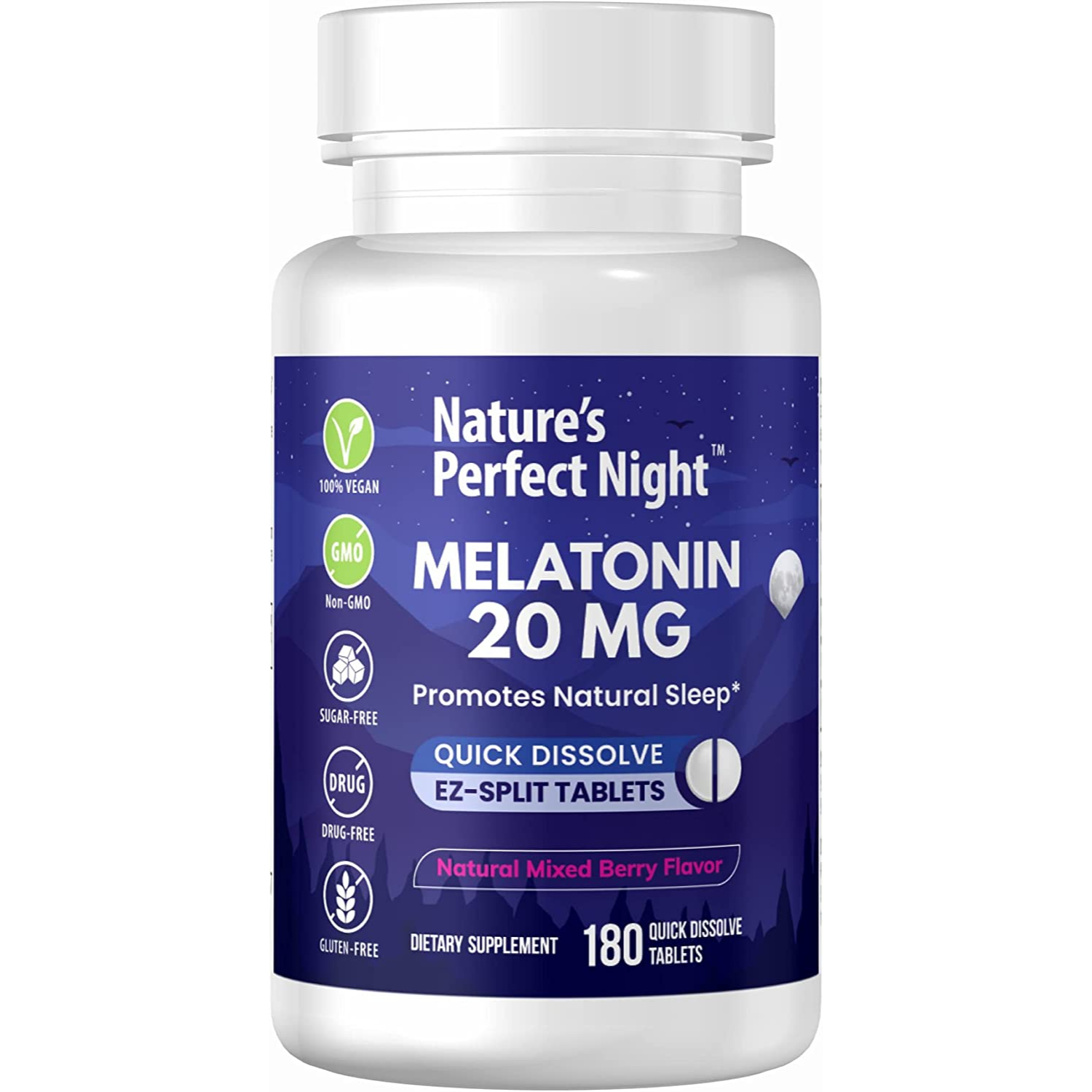 MELATONINA 20MG 180 TABLETAS SUBLINGUALES NATURES PERFECT NIGHT