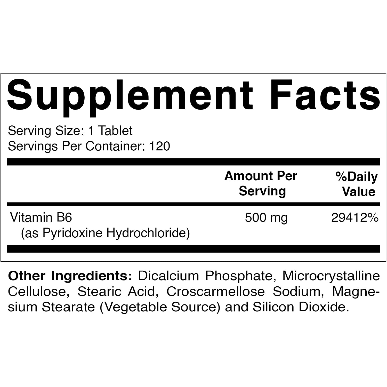 VITAMINA B6 500 MG 120 TABLETAS VITAMATIC