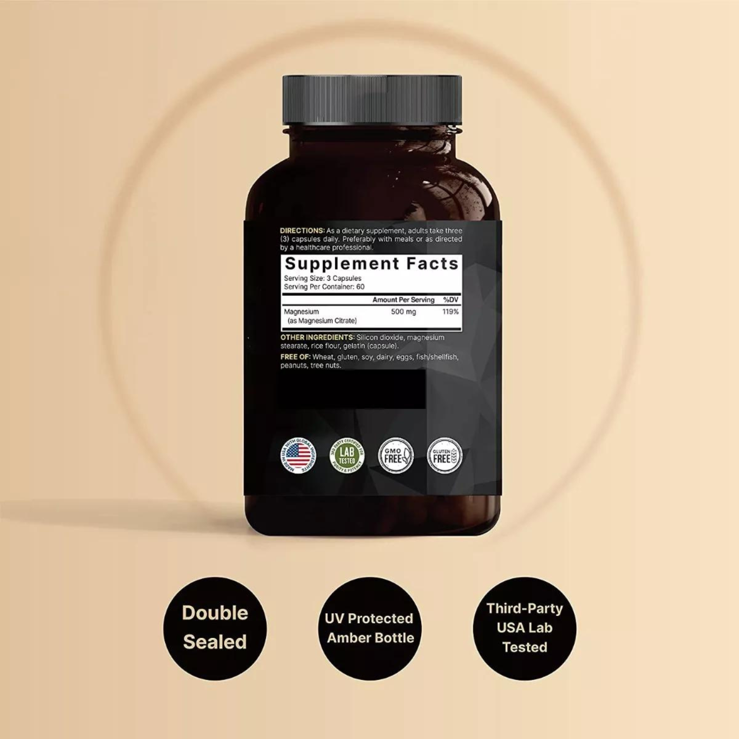 CITRATO DE MAGNESIO NATUREBELL 500 MG 180 CAPSULAS NO GMO