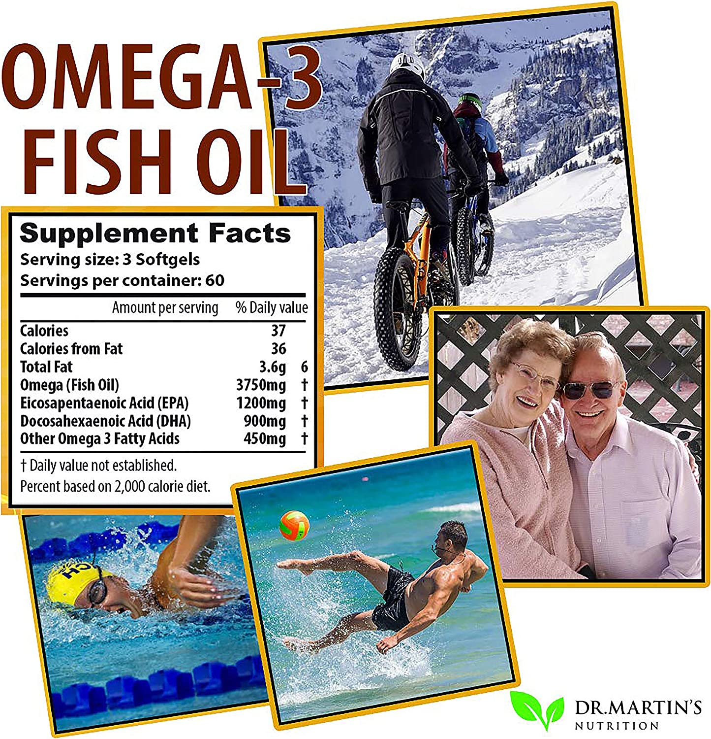 FISH OIL OMEGA 3 3,750 MG CON EPA 1200 MG Y DHA 900 MG 180 CAPSULAS BLANDAS DR. MARTIN'S NUTRITION