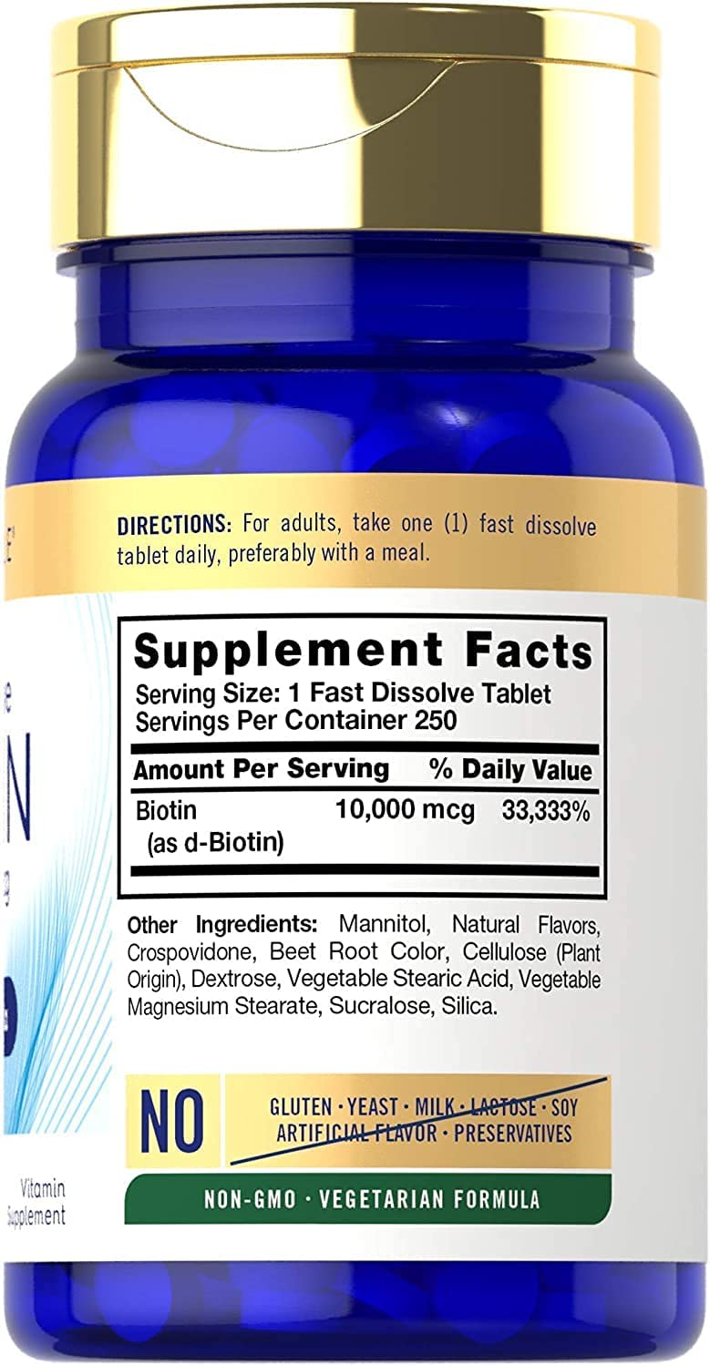 BIOTINA CARLYLE 10000 MCG 250 TABLETAS SIN GMO VEGANO