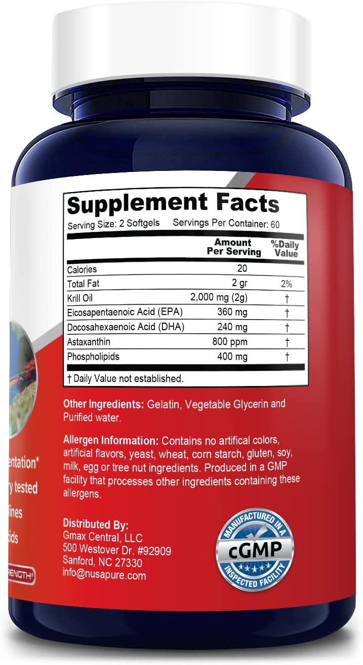 KRILL OIL ANTARCTIC OMEGA 3 2000 MG 120 CAPSULAS BLANDAS NUSAPURE