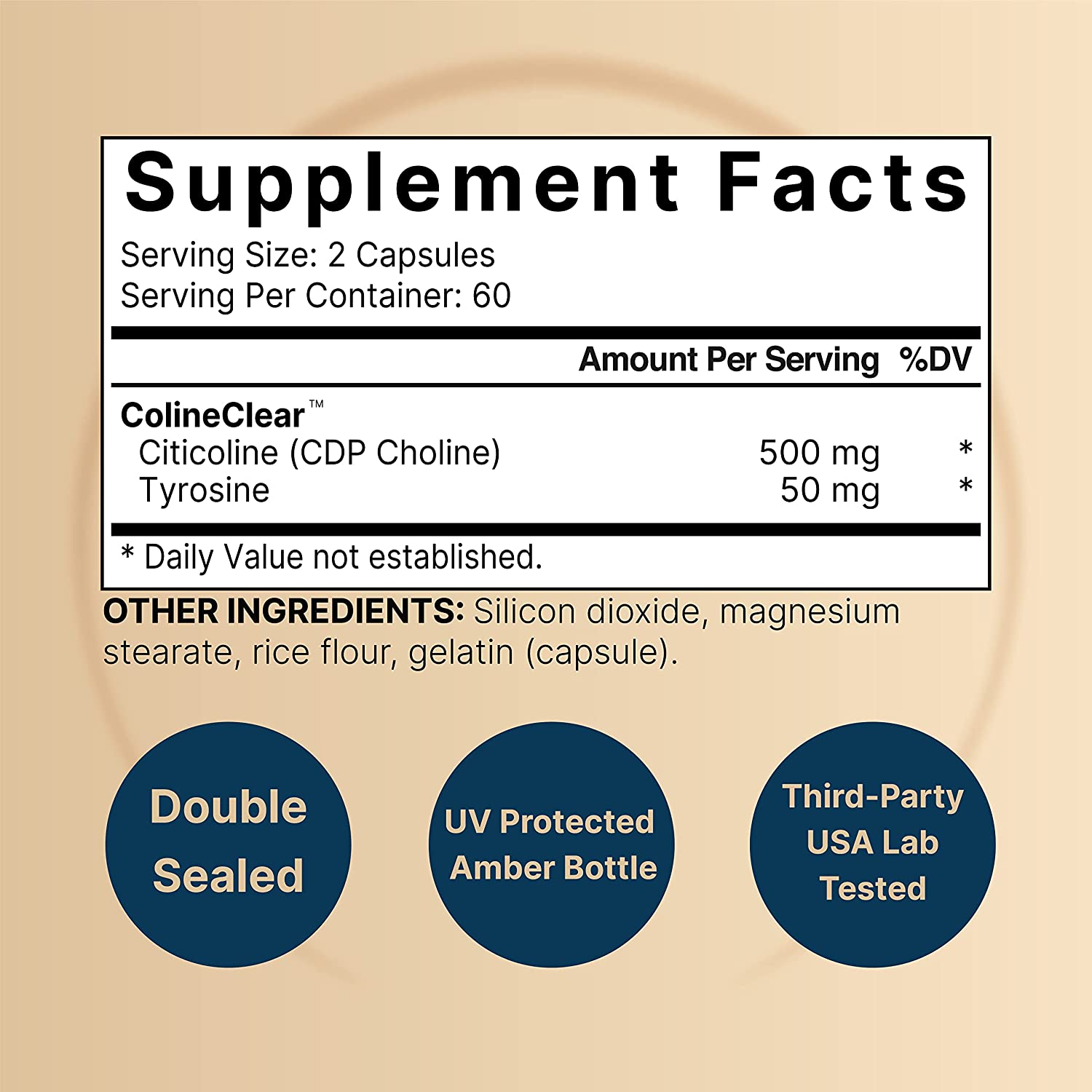 CITICOLINA CDP COLINA NATUREBELL 500 MG CON TIROSINA 50 MG 120 CAPSULAS