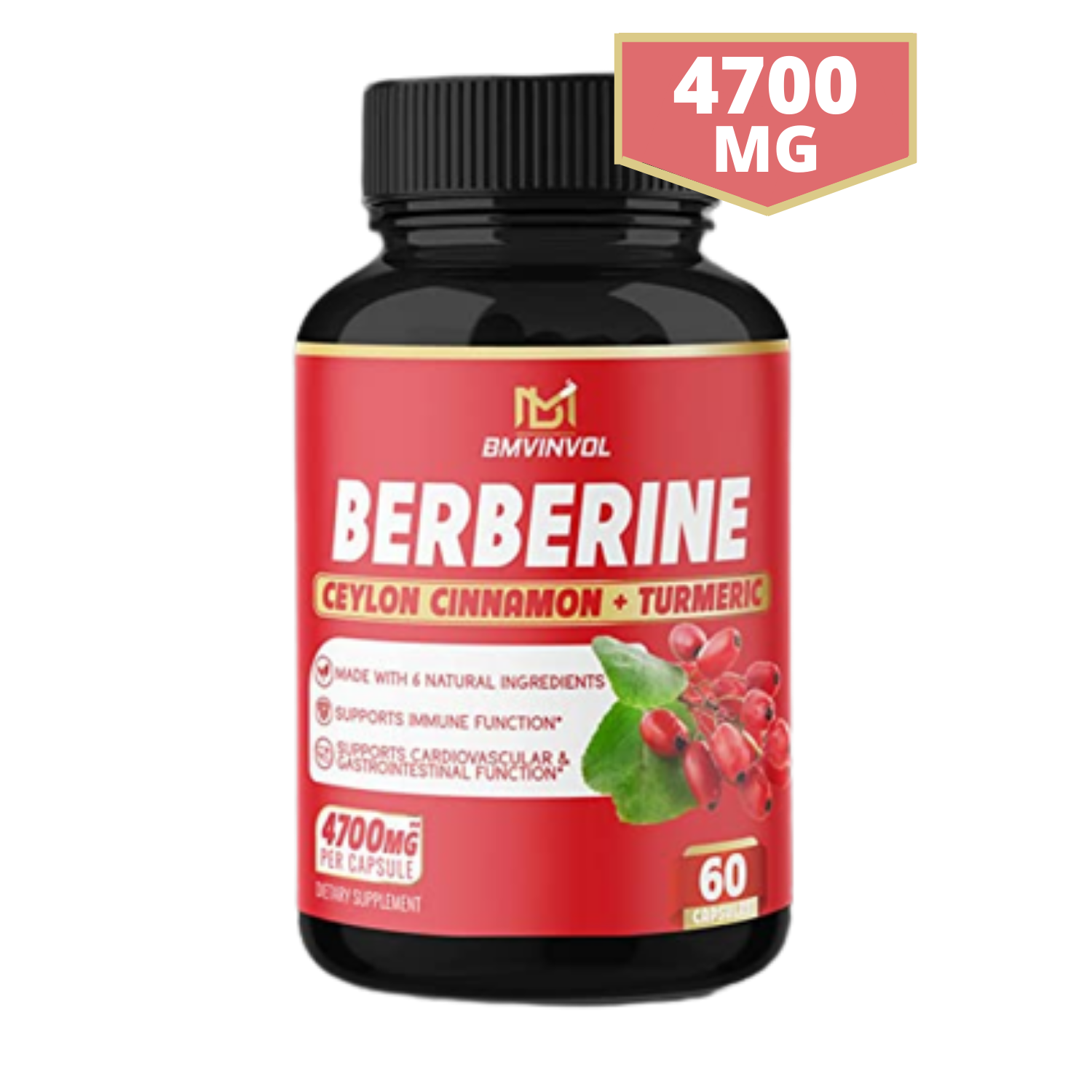 BERBERINA ROJA 3000 MG CON HOJA DE ALCACHOFA 500 MG Y CARDO MARIANO (MILK THISTLE) 500 MG 150 MG 60 CAPSULAS VEGANO BMVINVOL