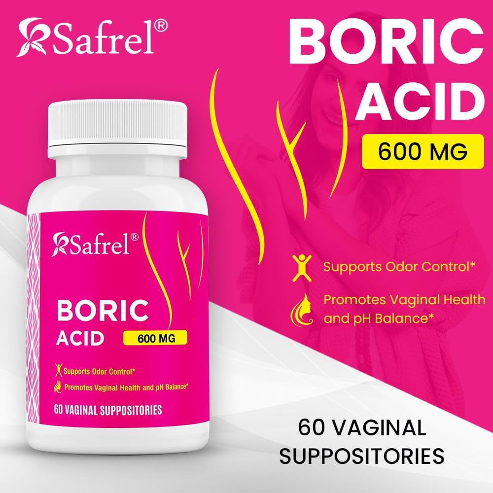 ÁCIDO BÓRICO 600 MG 60 SUPOSITORIOS VAGINALES NO GMO VEGANO SAFREL
