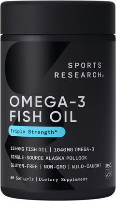 FISH OIL OMEGA 3 TRIPLE FUERZA 90 CÁPSULAS BLANDAS SPORTS RESEARCH