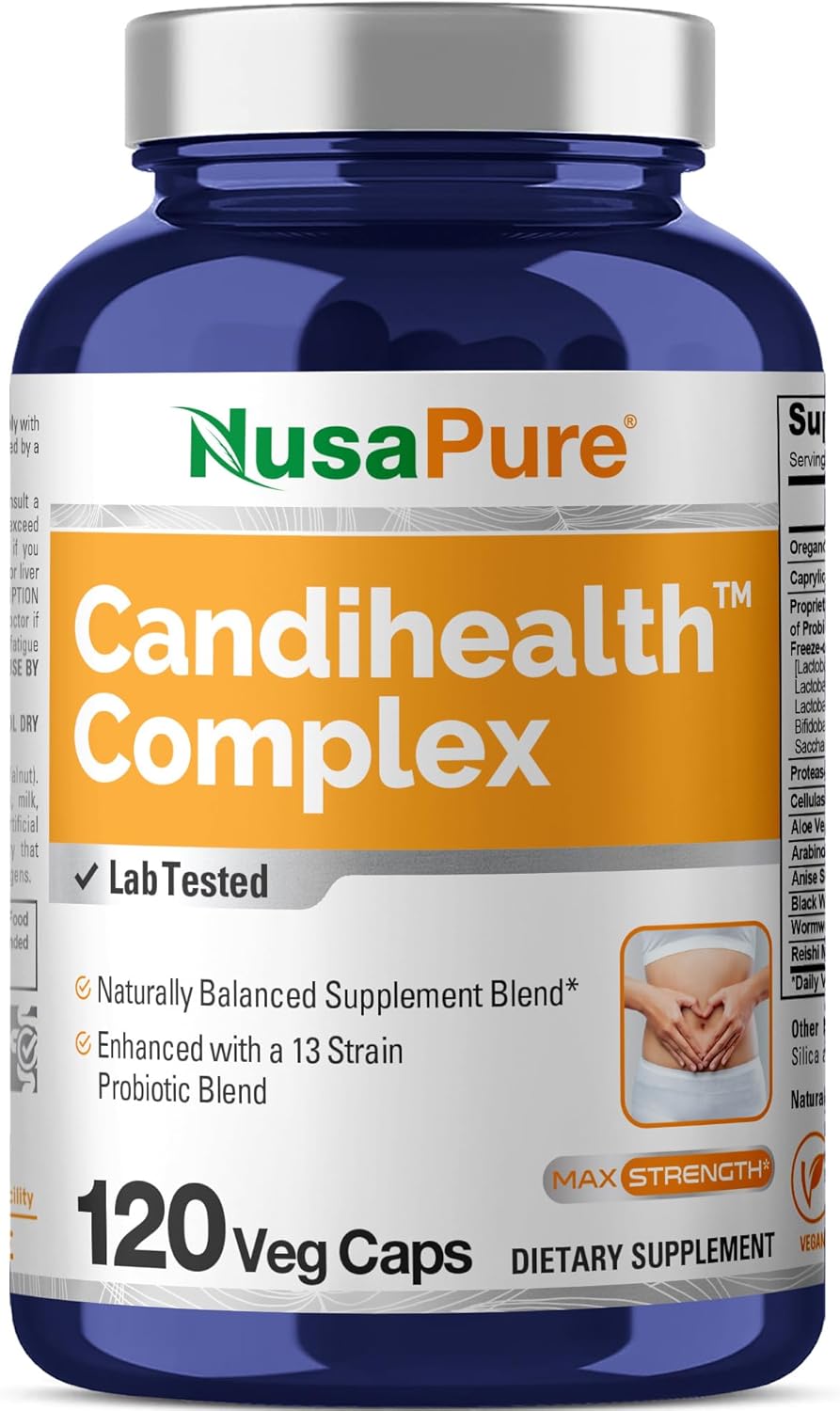 CANDIHEALTH COMPLEX  1257 MG (EXTRACTO DE HOJA DE OREGANO 500 MG CON ÁCIDO CAPRÍLICO 400 MG) NUSAPURE 120 CAPSULAS VEGANO