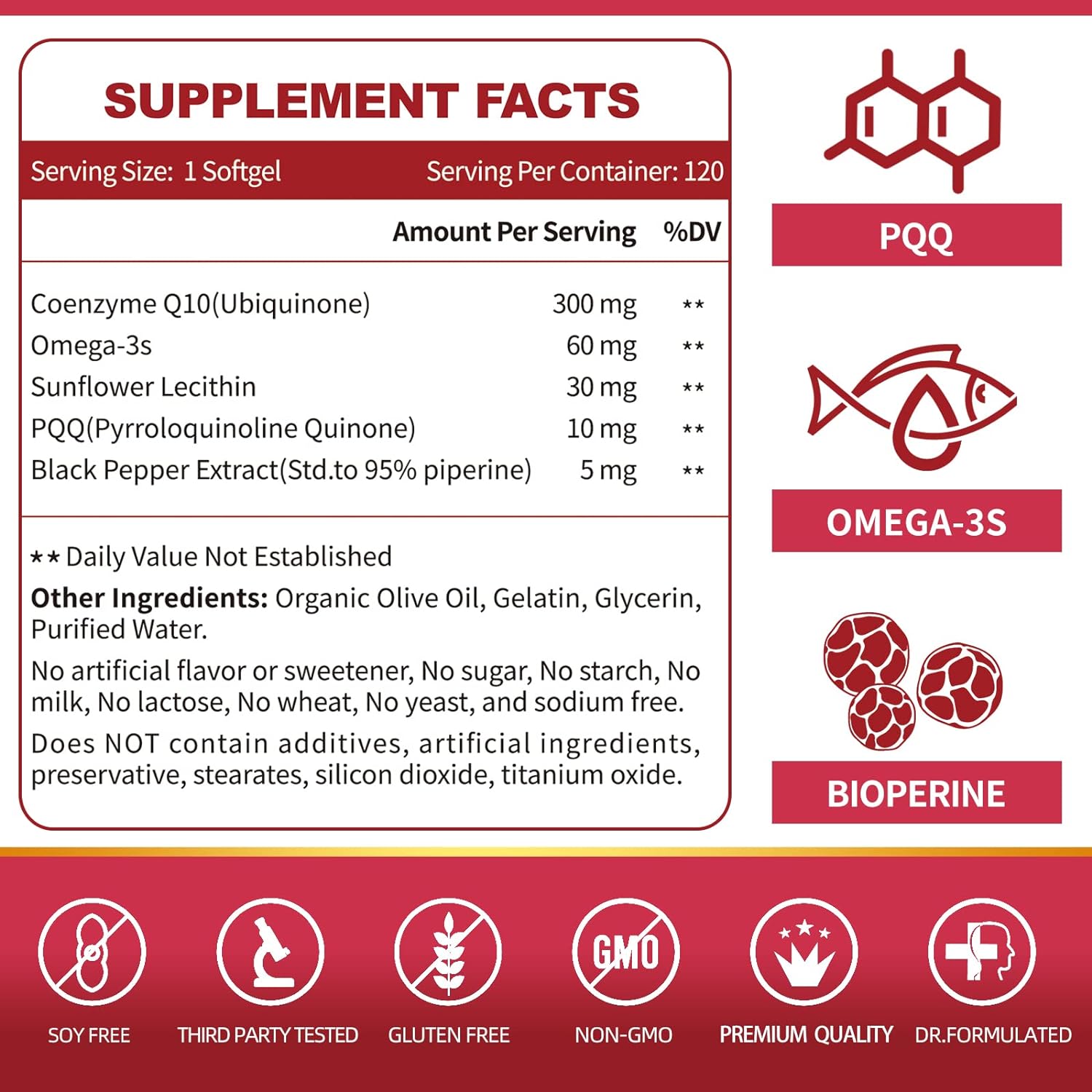 COENZIMA Q10 300 MG UBIQUINONE COQ10 120 CAPSULAS BLANDAS ZEBORA