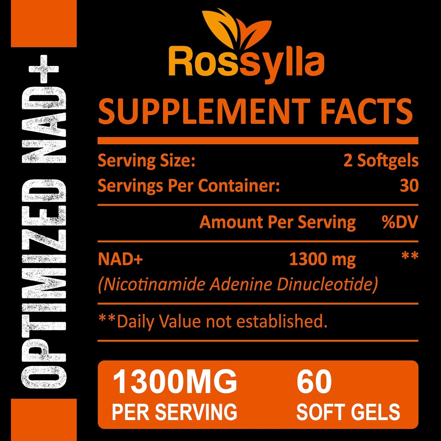 NAD+  1300 MG 60 CAPSULAS BLANDAS SIN GMO ROSSYLLA