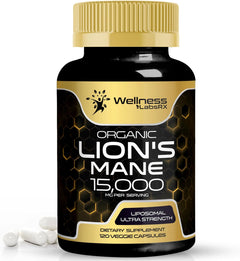MELENA DE LEÓN LIPOSOMAL 15000 MG 120 CÁPSULAS NO GMO VEGANO WELLNESS LABSRX LIONS MANE