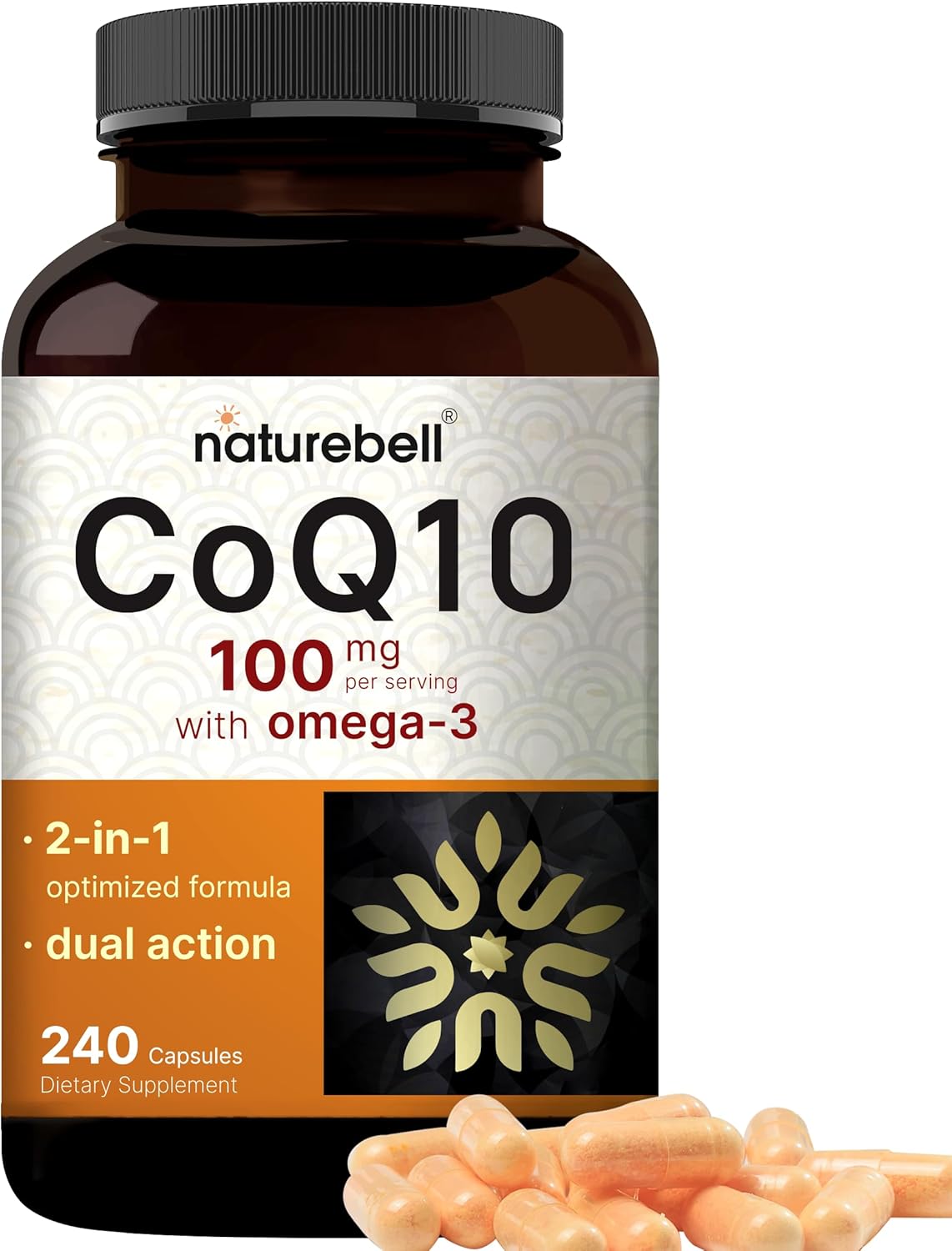 COENZIMA Q10 100 MG UBIQUINONA COQ10 CON OMEGA 3 100 MG NATUREBELL 240 CAPSULAS SIN GMO