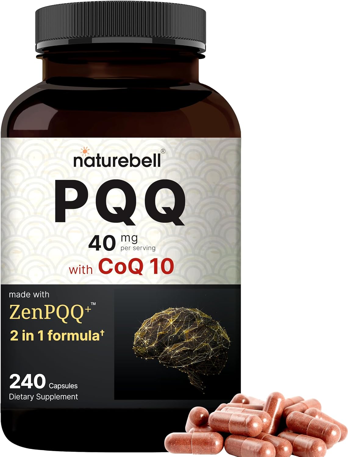 PQQ PIRROLOQUINOLINA 40 MG CON COQ10 10 MG 40 MG 240 CAPSULAS NATUREBELL
