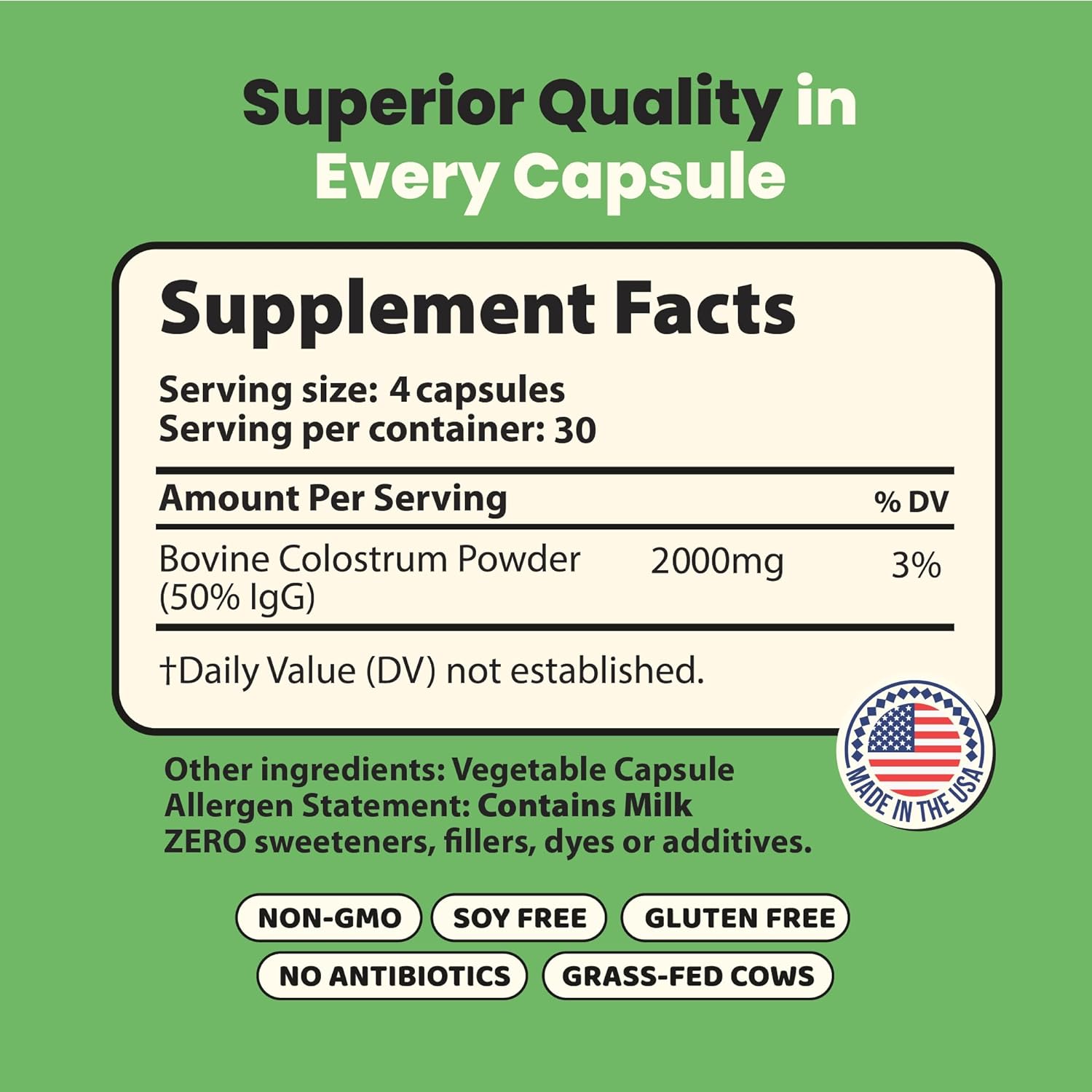 CALOSTRO DE BOVINO SUPER MOO 2000 MG 50% IG 120 CÁPSULAS NO GMO  IMMERGE HEALTH