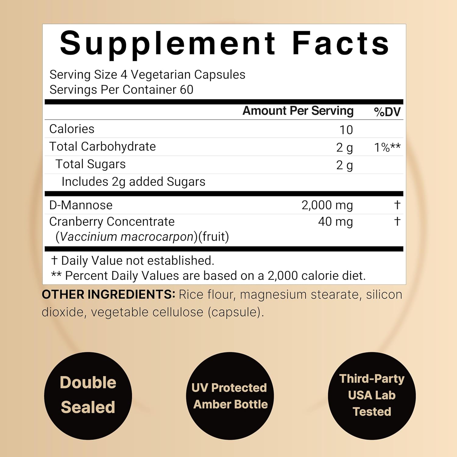 D MANOSA 2000 MG CON CRANBERRY CONCENTRADO 40 MG  240 CAPSULAS NATUREBELL