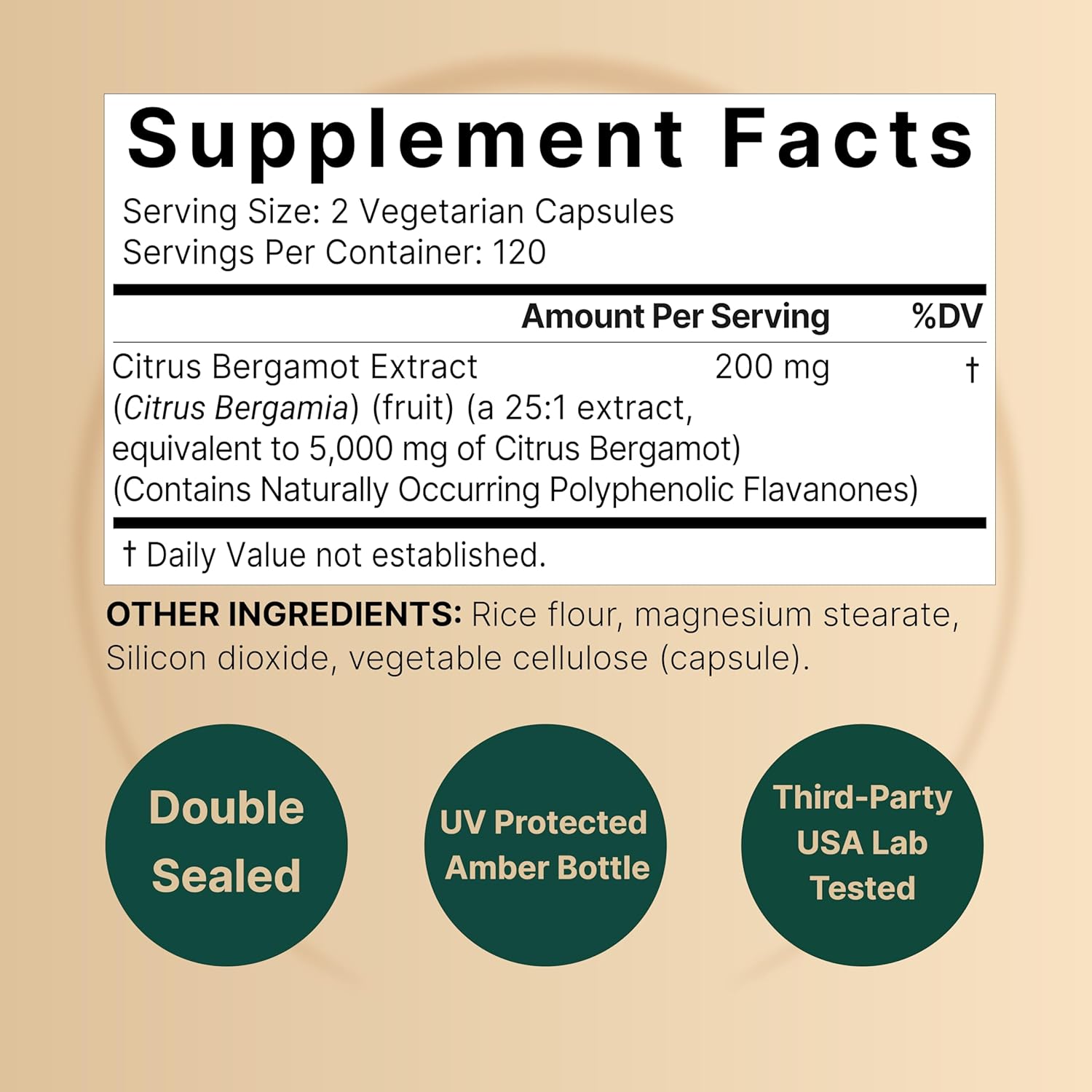 BERGAMOTA CITRICA 5000 MG NATUREBELL  240 CAPSULAS VEGETALES CITRUS BERGAMOT NO GMO