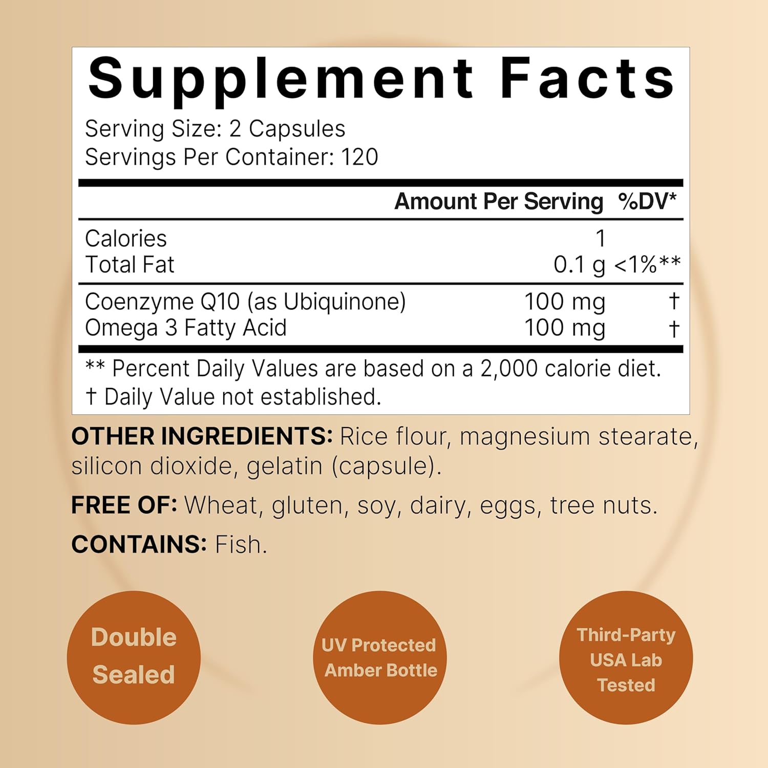 COENZIMA Q10 100 MG UBIQUINONA COQ10 CON OMEGA 3 100 MG NATUREBELL 240 CAPSULAS SIN GMO
