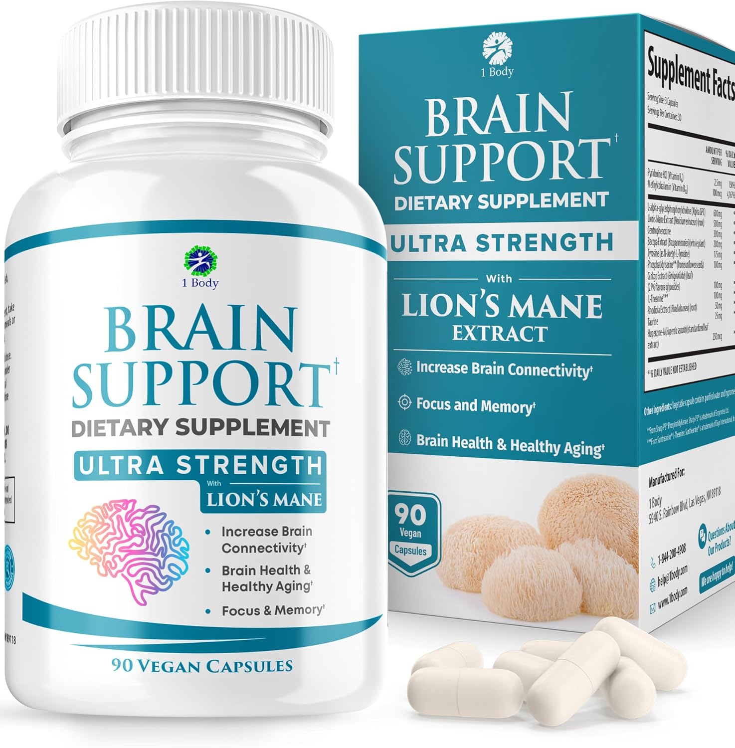 ESTIMULADOR DEL CEREBRO  2150 MG 90 CASPULAS I BODY BRAIN BOOSTER