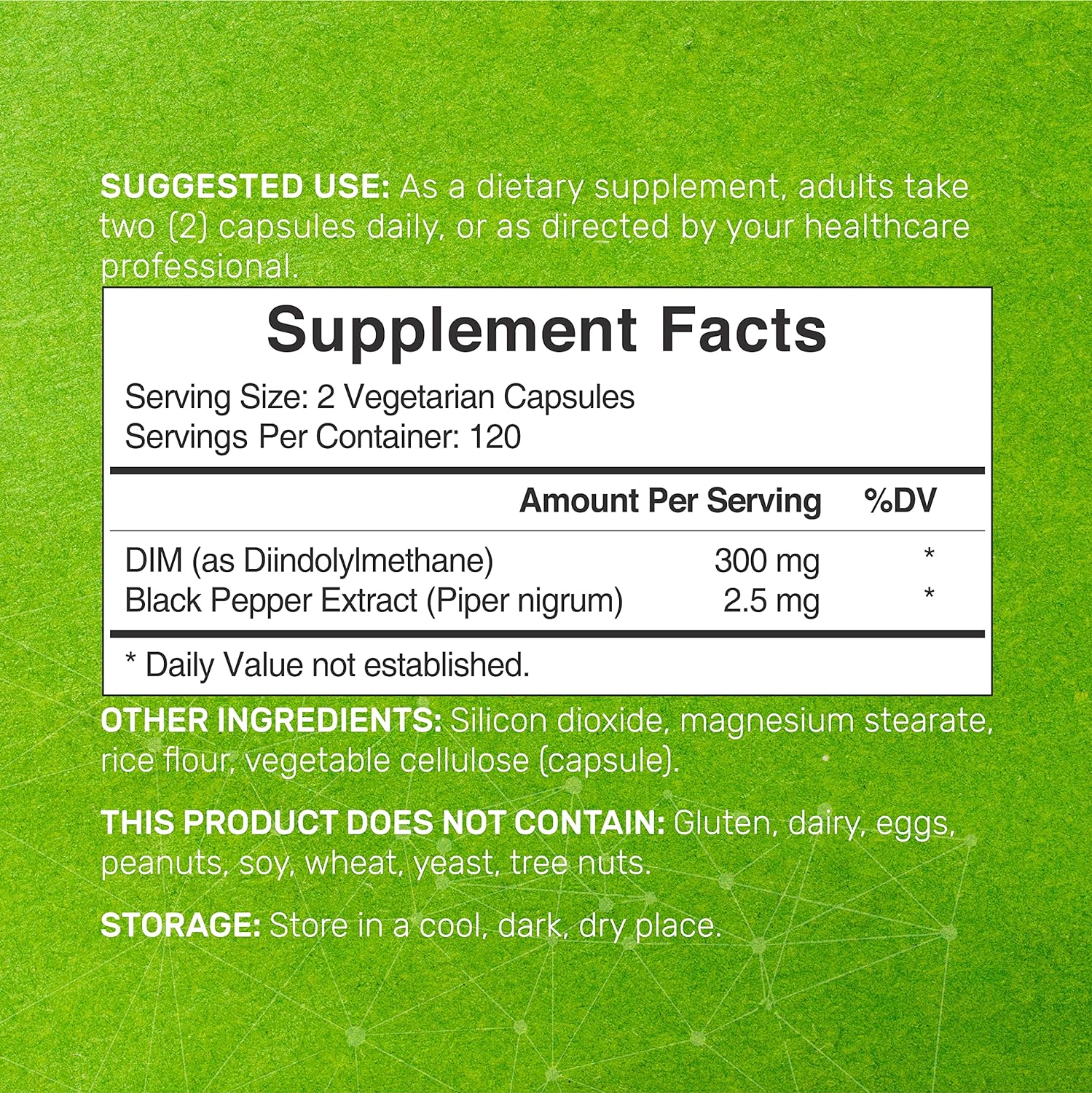 DIM 300 MG CON EXTRACTO DE PIMIENTA NEGRA 2.5 MG DEAL 240 CAPSULAS SIN GMO BLACK PEPPER EXTRACT