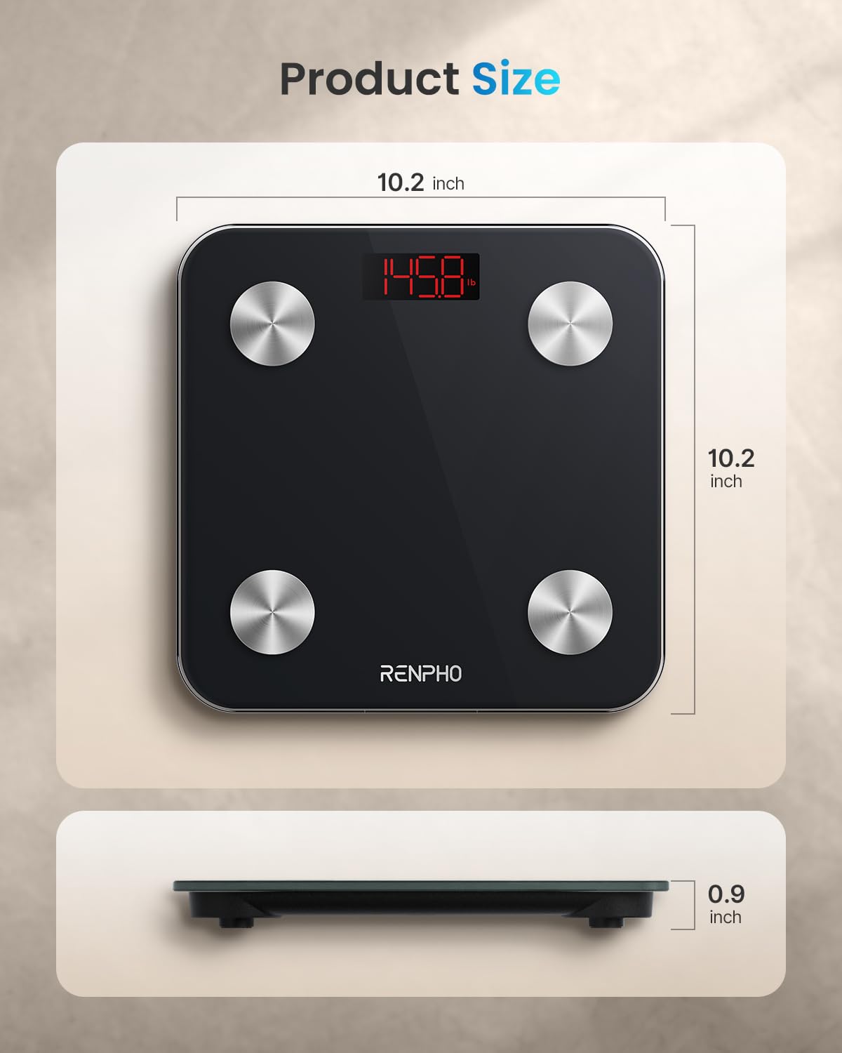 BALANZA DIGITAL SMART BLUETOOTH RENPHO 13 MEDIDAS IMC GRASA ES-26BB-B