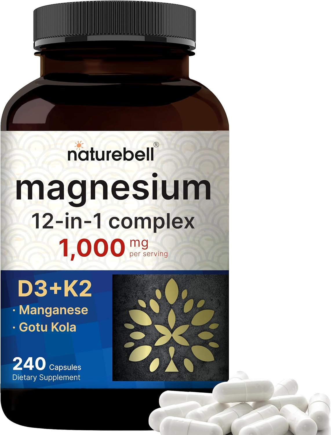 MAGNESIO COMPLEX 12 EN 1 NATUREBELL 1,000 MG 240 CAPSULAS NO GMO