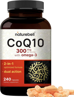 COENZIMA Q10 300 MG UBIQUINONA COQ10 CON OMEGA 3 100 MG NATUREBELL 240 CAPSULAS SIN GMO