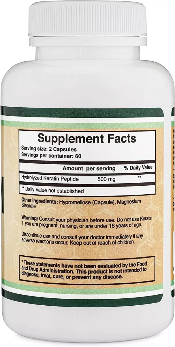 KERATINA DOUBLE WOOD SUPPLEMENTS 500 MG KERATIN 120 CAPSULAS