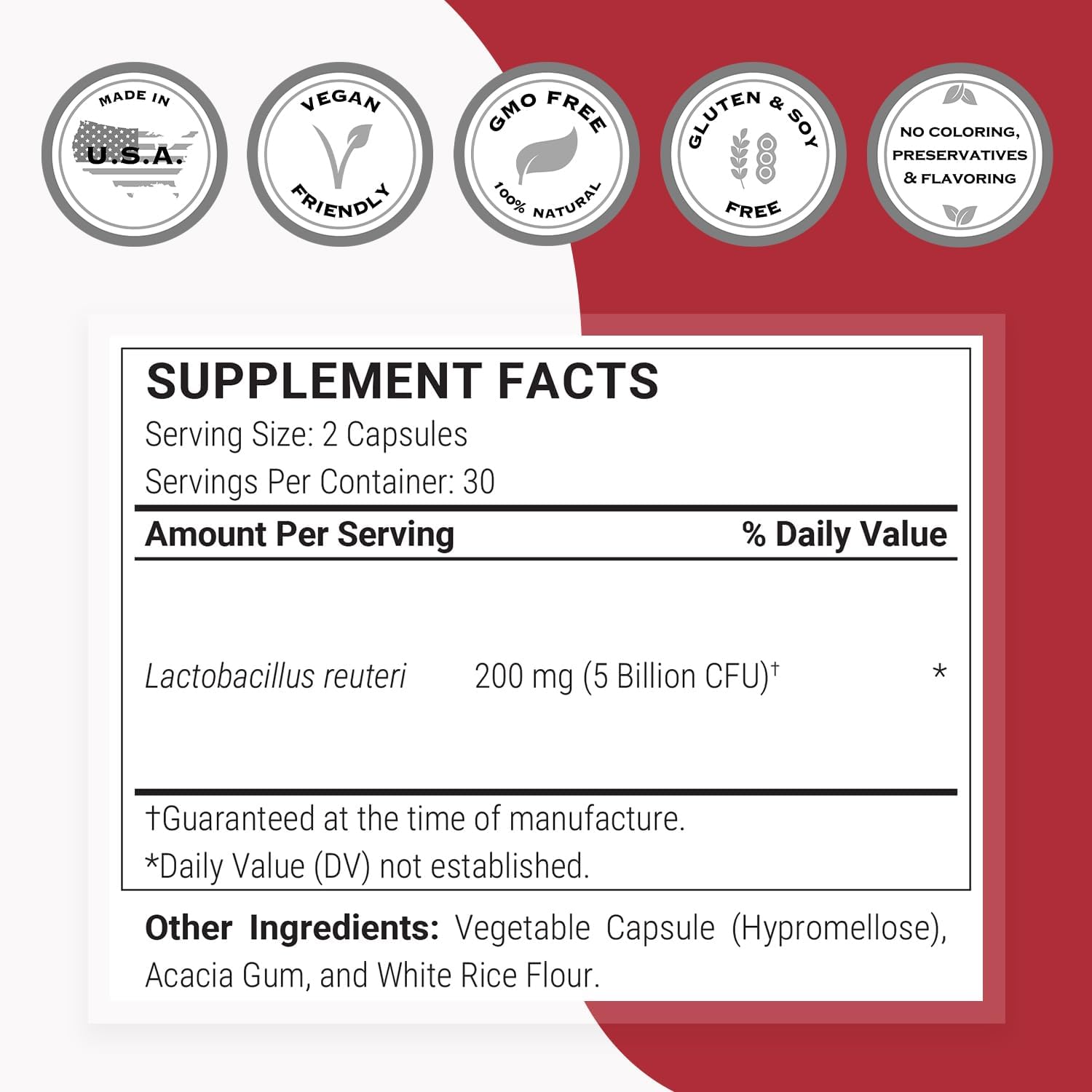 LACTOBACILLUS REUTERI 5 BILLON CFU 60 CAPSULAS VEGANO SIN GMO SUPERSMART