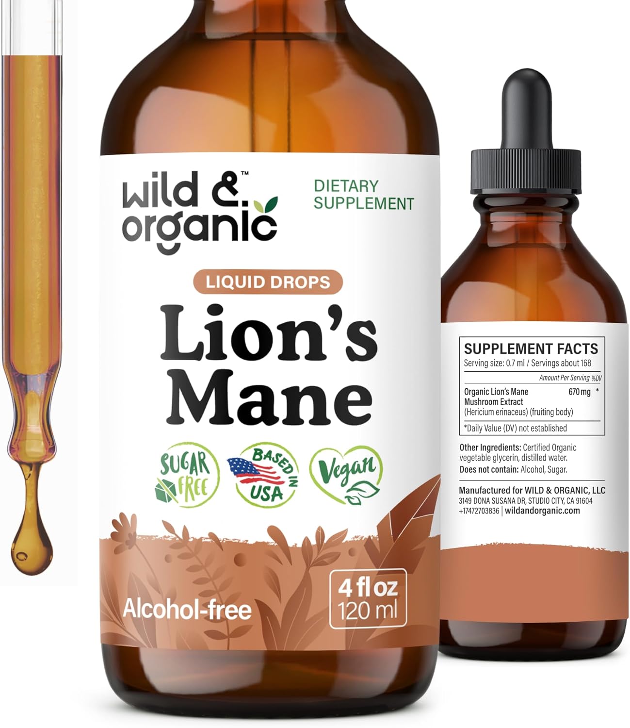 MELENA DE LEON 670 MG WILD ORGANIC 4FLOZ LIQUIDO VEGANO NO GMO