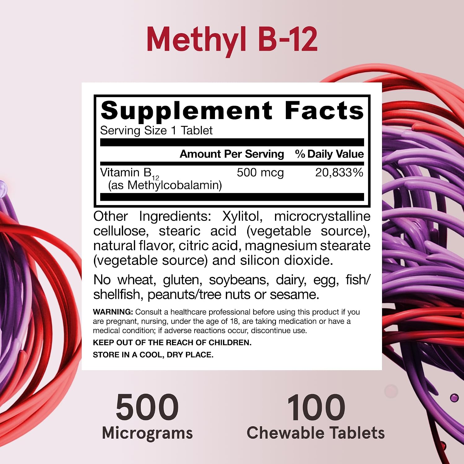 METILO B12 500 MCG 100 TABLETAS SABOR A CEREZA VEGANO SIN GMO JARROW FORMULAS METHYL