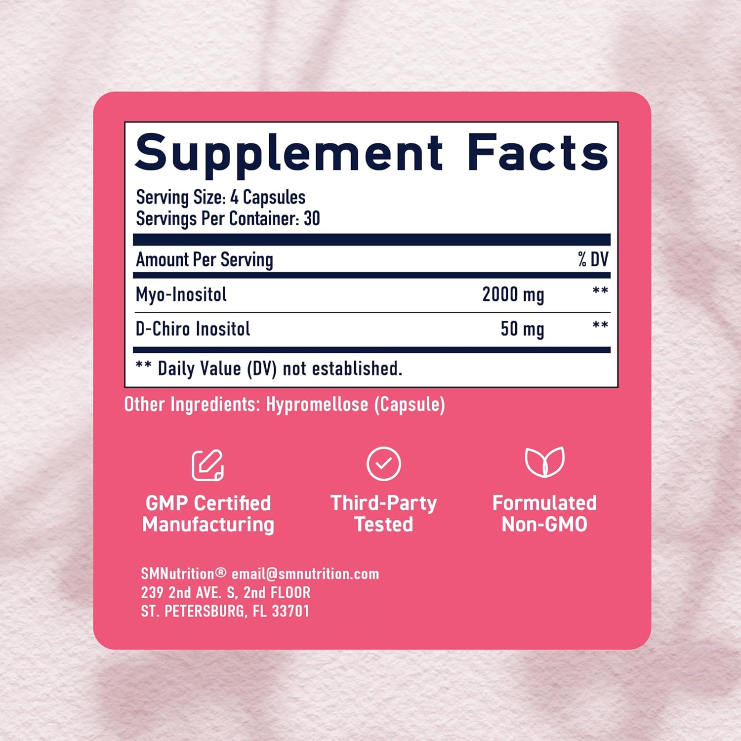 MYO DCHIRO INOSITOL  2050 MG 120 CAPSULAS SMNUTRITION