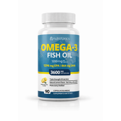 OMEGA 3 FISH OIL 3600MG NUTRATONICS 1296MG EPA + 864MG DHA 90 CAPSULAS BLANDAS SIN GLUTEN, NO GMO SABOR A LIMON