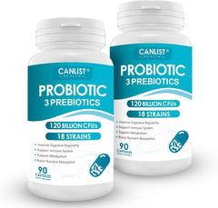 PROBIOTICOS Y PREBIOTICOS  180 BILLONES CFU 18 CEPAS 90 CAPSULAS CANLIST