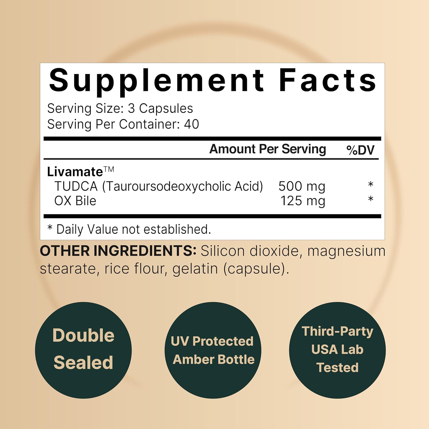 TUDCA CON OX BILE NATUREBELL 625 MG 120 CÁPSULAS NO GMO