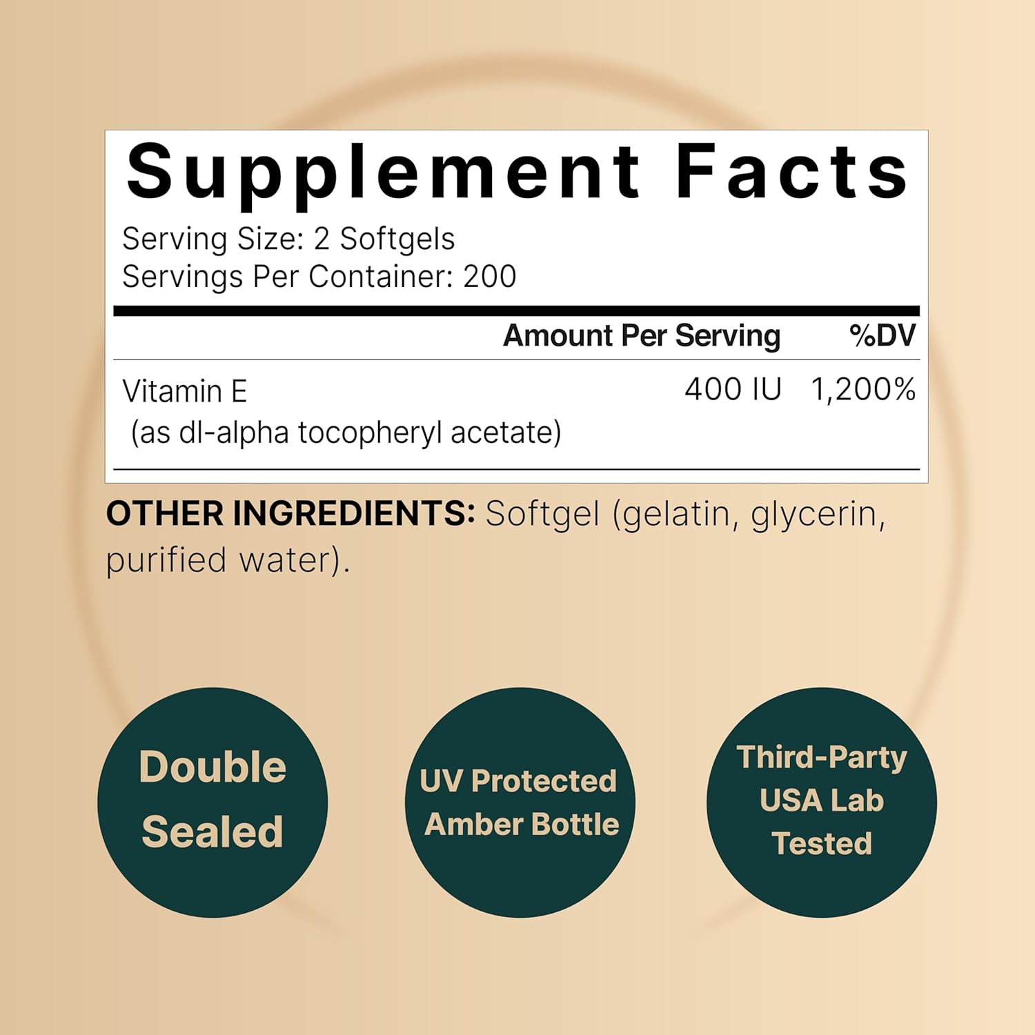 VITAMINA E 400IU NATUREBELL 400 CÁPSULAS BLANDAS NO GMO