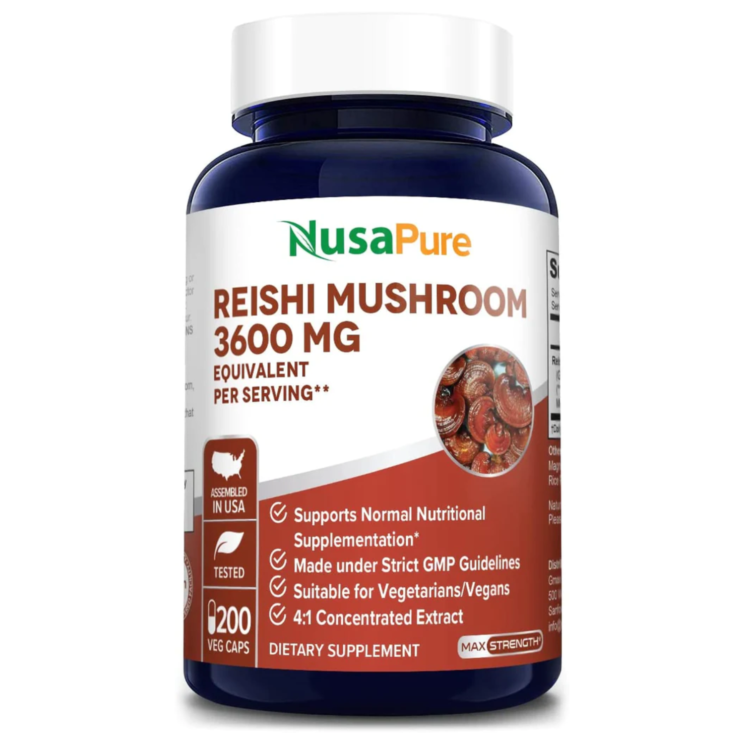 HONGOS REISHI NUSAPURE 3600 MG 200 CAPSULAS VEGETALES MUSHROOM