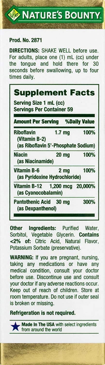 VITAMINA B COMPLEX   1,200 MCG 60 ML NATURE´S BOUNTY