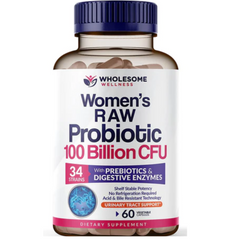 PROBIOTICOS Y PREBIOTICOS PARA MUJERES   34 CEPAS 100 BILLONES CFU 60 CAPSULAS VEGETALES WHOLESOME WELLNESS