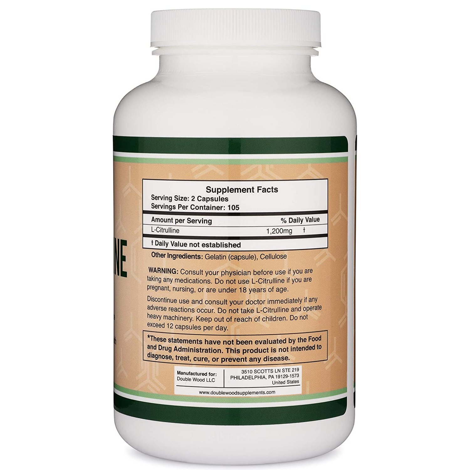 CITRULINA DOUBLE WOOD  1,200 MG 210 CAPSULAS