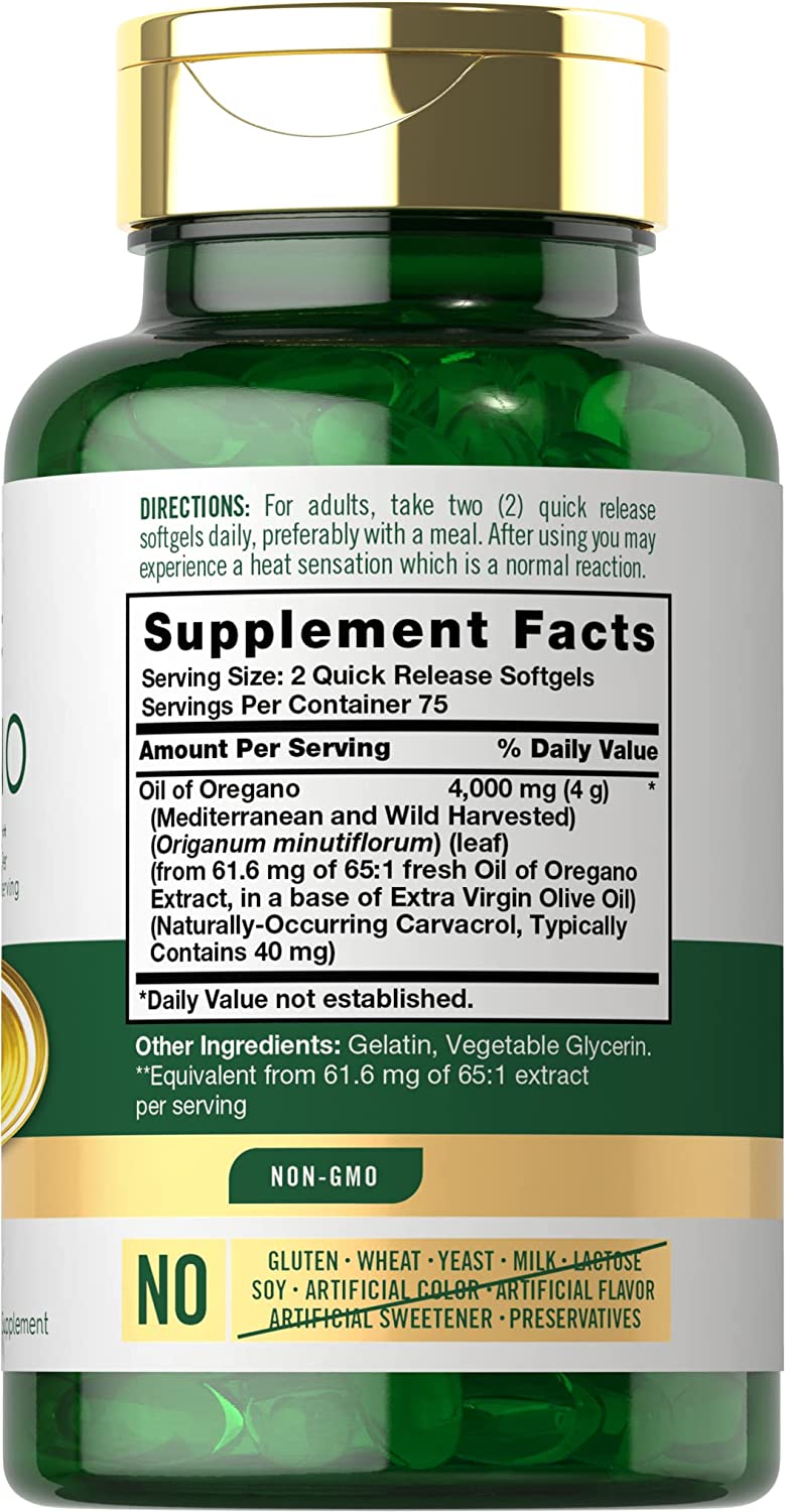 ACEITE DE OREGANO CARLYLE 4,000 MG 150 CAPSULAS BLANDAS SIN GMO