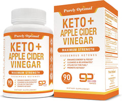 KETO + VINAGRE DE MANZANA 1500 MG 90 CAPSULAS SIN GMO PURELY OPTIMAL APPLE CIDER VINEGAR