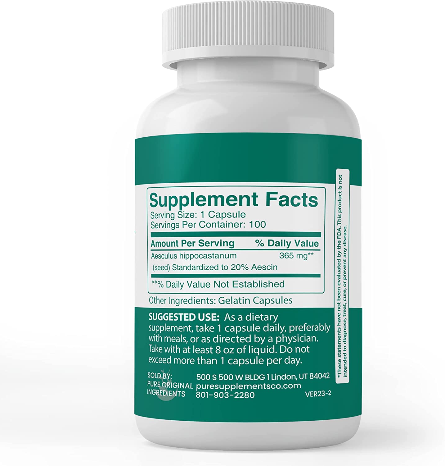 CASTAÑO DE INDIAS 365 MG HORSE CHESNUT 100 CAPSULAS PURE INGREDIENTS